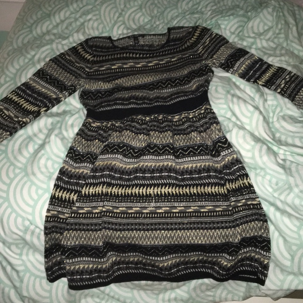 jessica simpson black patterned dress